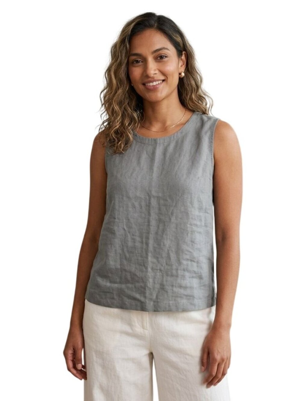 Quince 100% European Linen Tank Light Cargo Size M